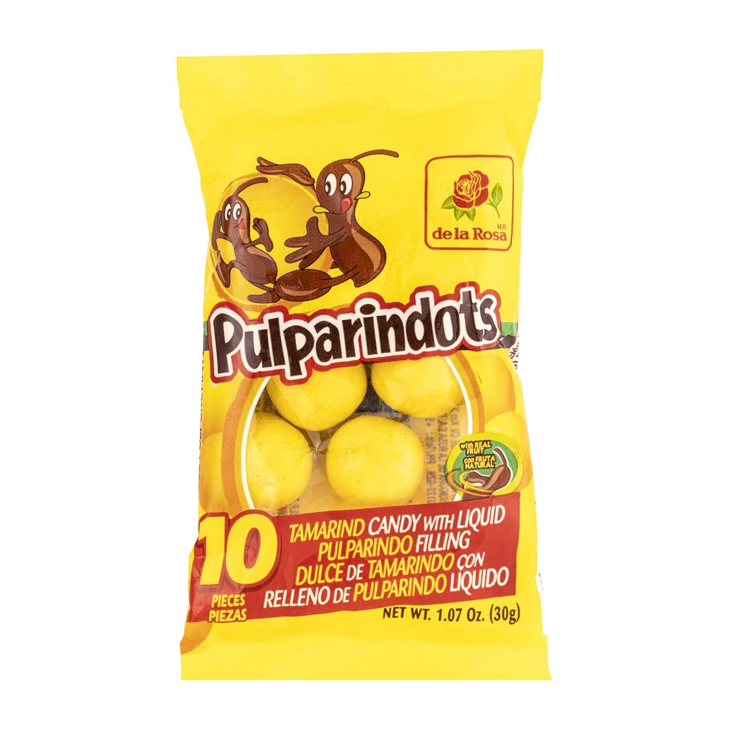 De La Rosa Pulparindo Dots Amarillo Tamarind Candy | 12ct Box (12 Count) - Sweet & Tangy Mexican Treat for Parties, Snacking & Gifts