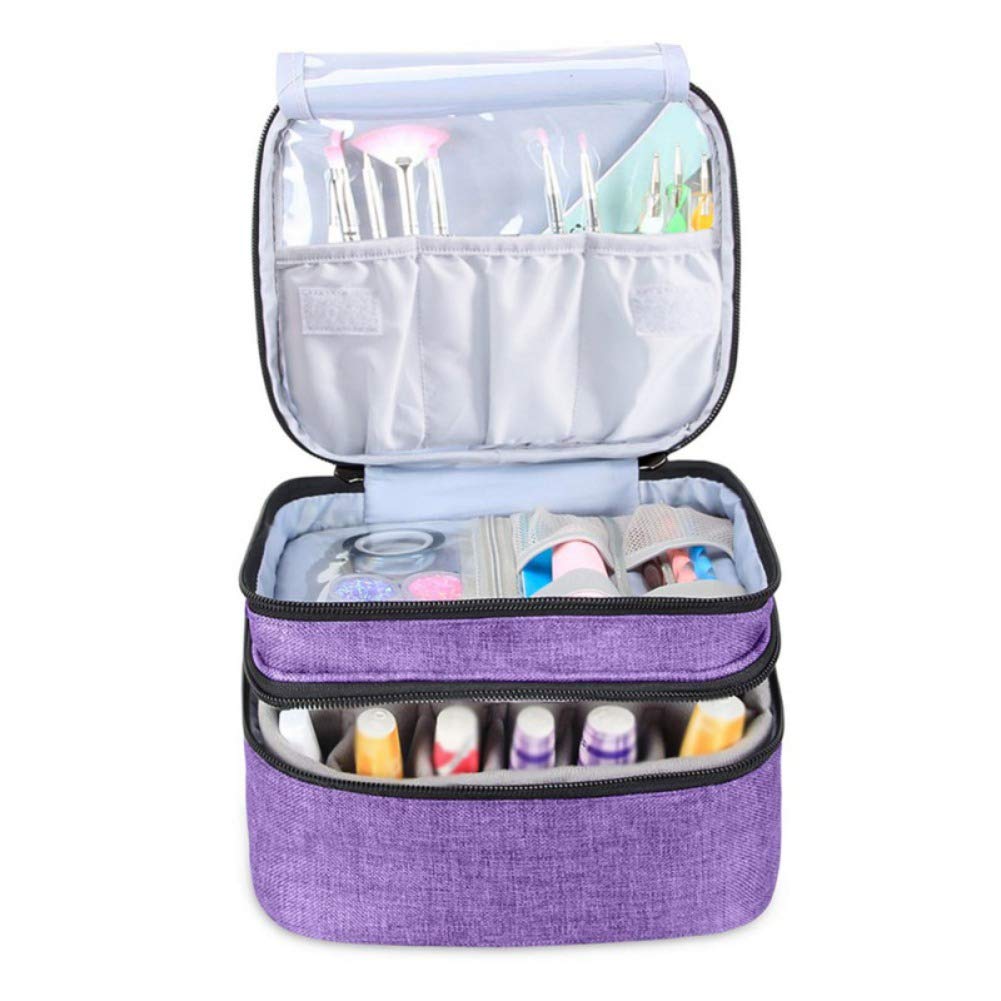 Ochine Nail Polish Organizer Case - Holds 30 Bottles (0.5 Fl.Oz) Double Layer Portable Manicure Storage | Travel-Friendly Nail Polish Carrying Bag for Salon Professionals & DIY Enthusiasts (Ships from USA) | Perfect for Travel, Home Salon Organization & On-The-Go Nail Artists