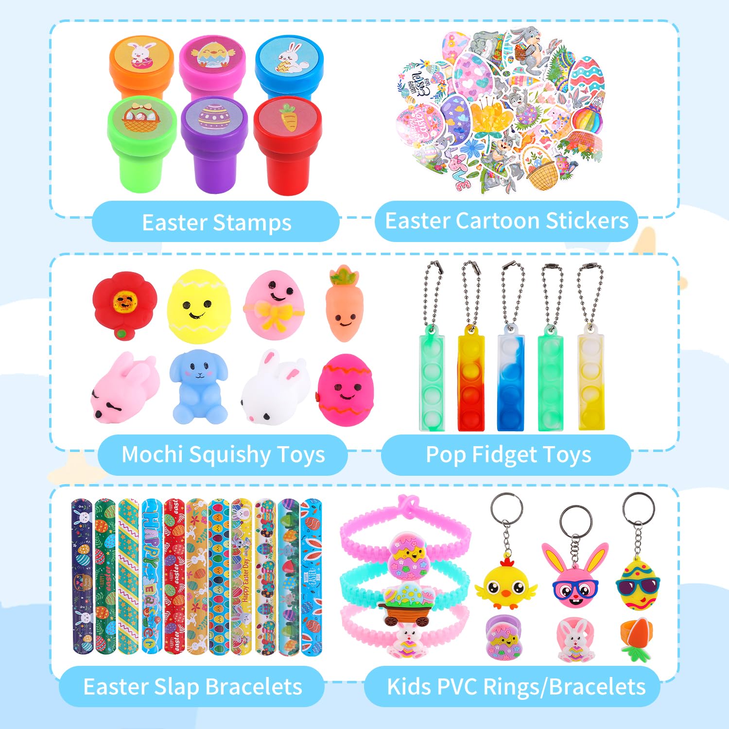 153-Piece Easter Basket Stuffers Set - Assorted Small Toys, Prizes & Plastic Easter Eggs for Kids | Bulk Easter Gifts for Egg Hunts, Party Favors & Holiday Celebrations | Perfect for Classroom Rewards, Birthday Goodie Bags & Spring Festivities