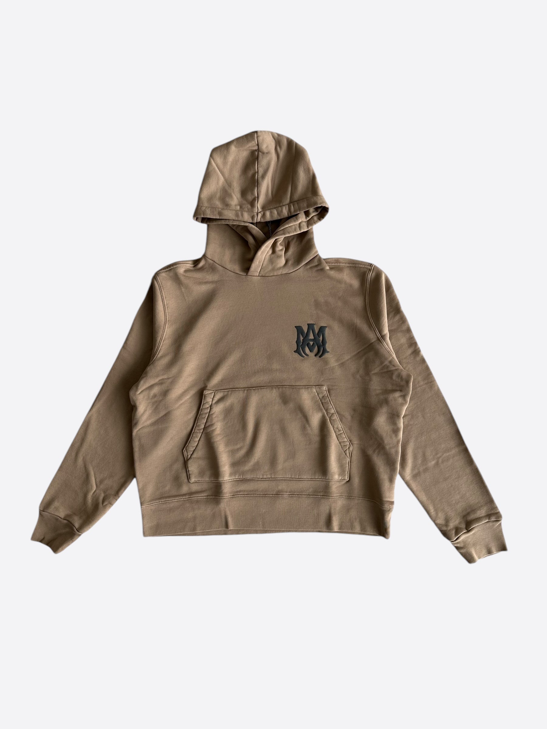 Amiri MA Logo Hoodie for Men - Tan & Black Pullover Sweatshirt | Streetwear Fashion, Casual Wear & Layering Essential
