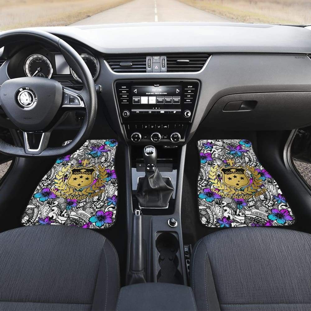 Premium American Samoa Car Floor Mats - Hibiscus Ocean Flower Design (211904) | All-Weather Protection for Sedans, SUVs & Trucks | Non-Slip Durable Auto Accessories