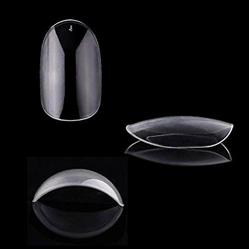 600Pcs Short Oval Full Cover Acrylic False Nails - 10 Sizes for DIY Nail Art & Salon Use | Natural Clear Press-On Nails for Everyday Wear & Special Occasions