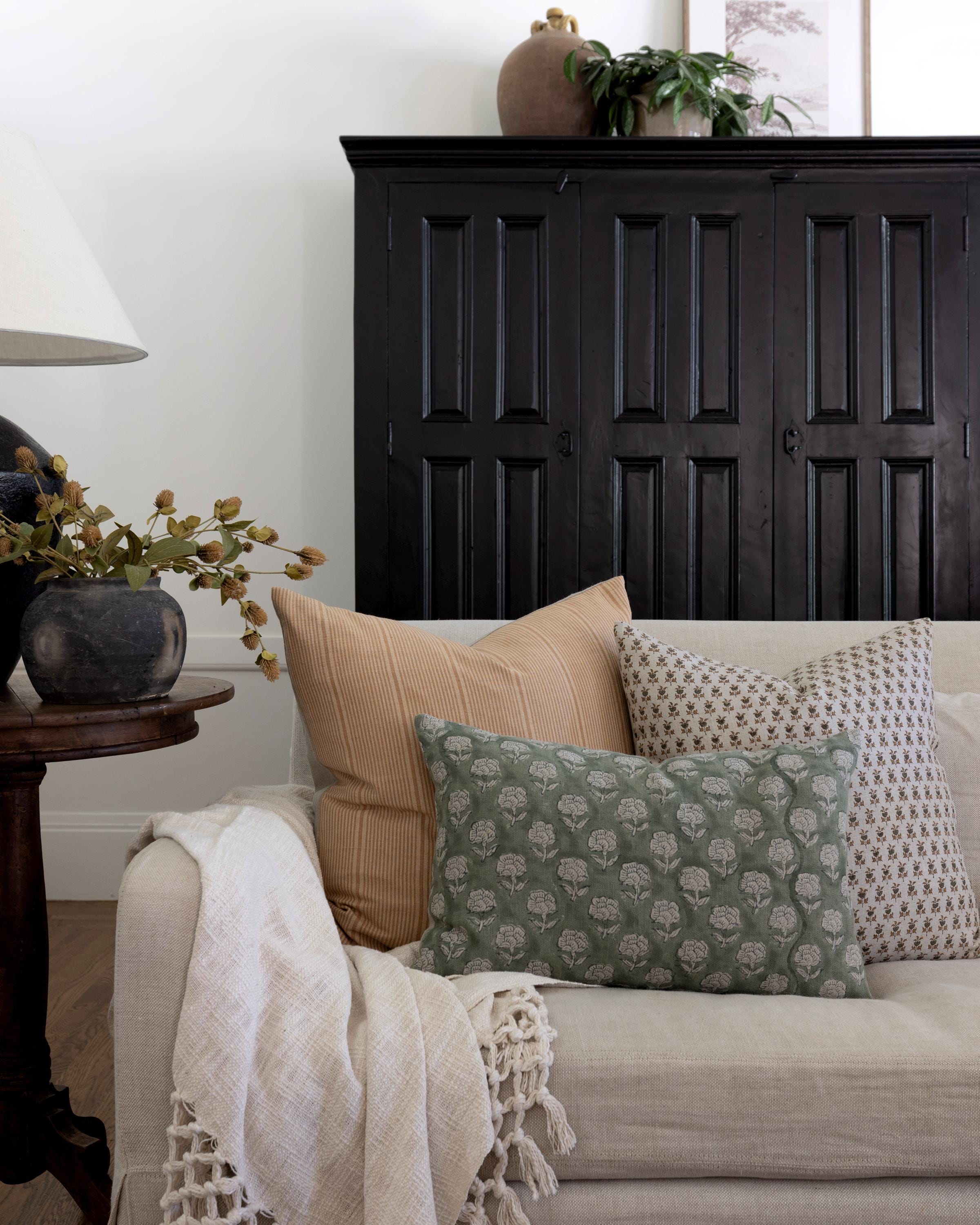 Stylish Sage Green Bandon Floral Linen Pillow Cover - Home Decor for Living Room, Bedroom & Sofa