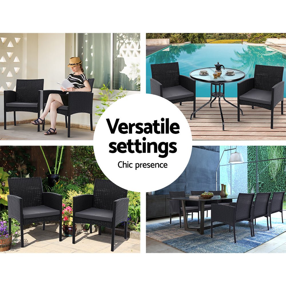 2-Piece Outdoor Dining Chairs Set - Patio Furniture Rattan Lounge Chairs with XL Ezra Design - Perfect for Backyard, Garden, Poolside & Balcony Relaxation