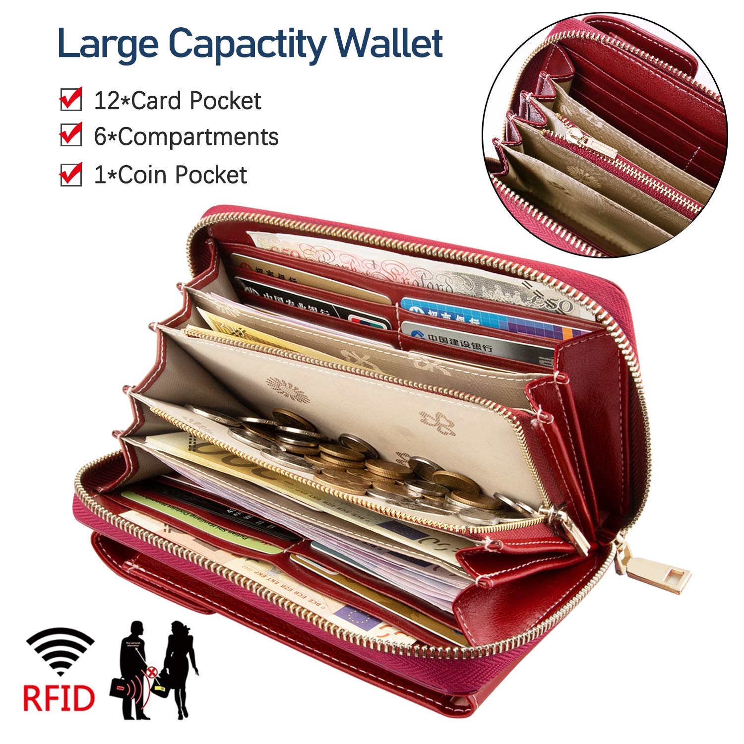 HUANLANG Women's Leather Crossbody Phone Bag - Small Cell Phone Purse Wallet for iPhone, Samsung - Perfect for Travel, Shopping, and Daily Use