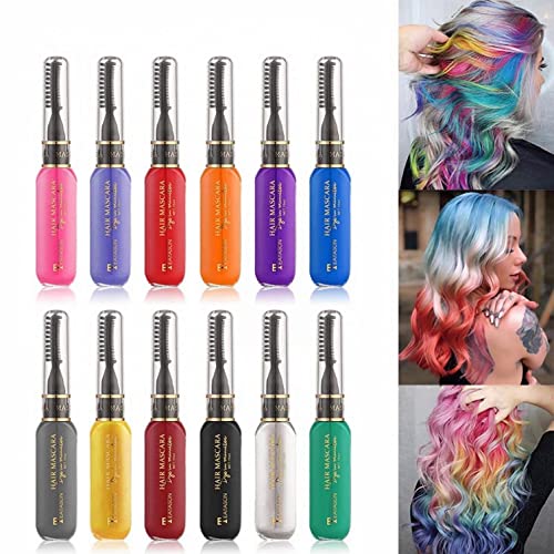 Temporary Hair Color Chalk Set - Disposable Hair Dye for Women & Girls, 3ml Instant Hair Highlight & Stripe Mascara | Perfect for Parties, Halloween, Cosplay & Fashion Styling