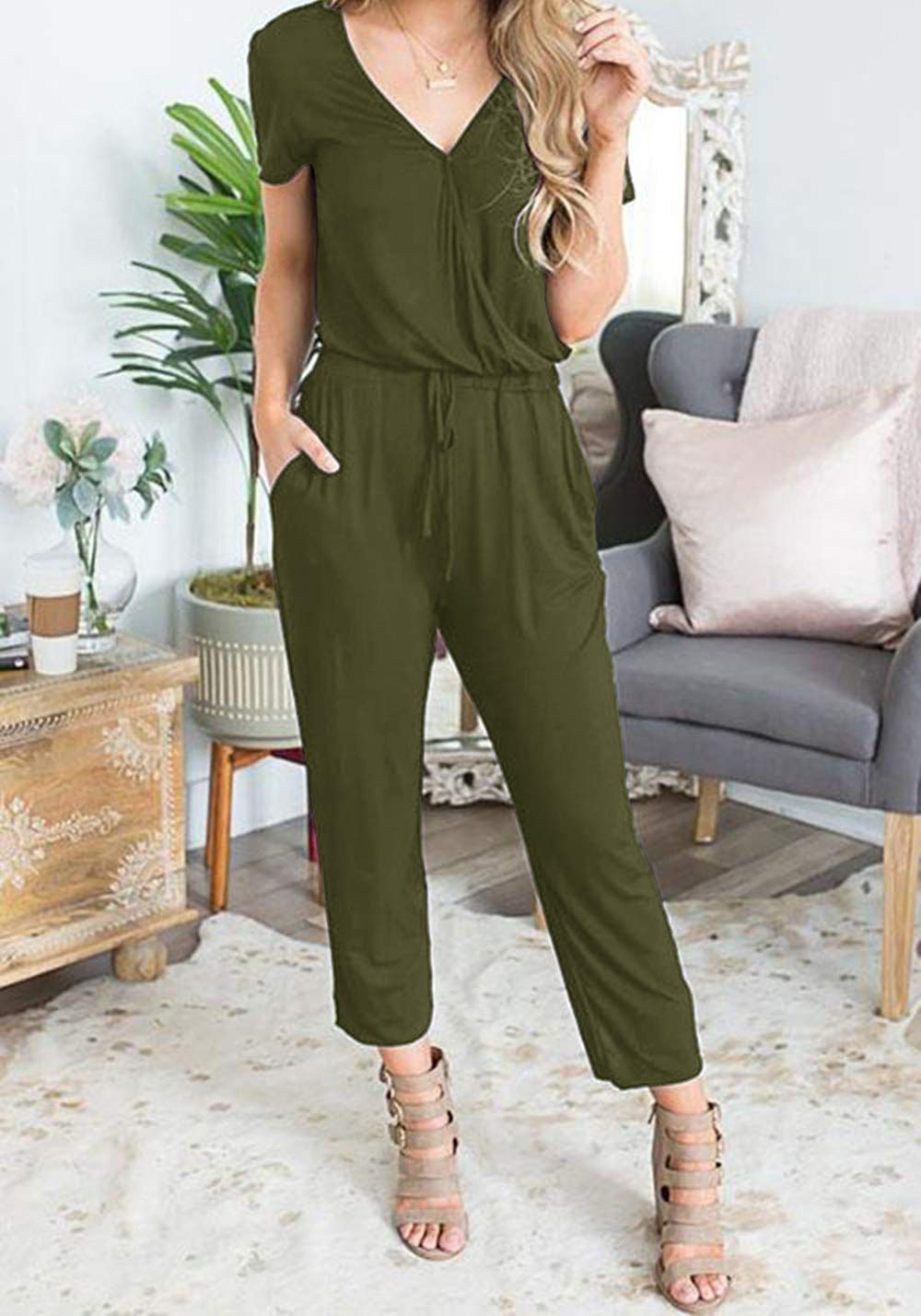PRETTYGARDEN Women's Jumpsuits - 2025 Spring Summer Casual & Dressy Short Sleeve Romper for Travel, Vacation & Airport Outfits | Perfect for Beach Trips, Weekend Getaways & Summer Parties