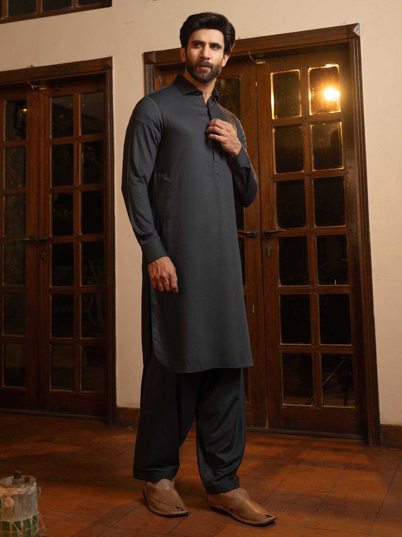 Blended Burberry Carbon Shalwar Kameez by J. Junaid Jamshed - Premium Pakistani Traditional Outfit for Weddings & Special Occasions