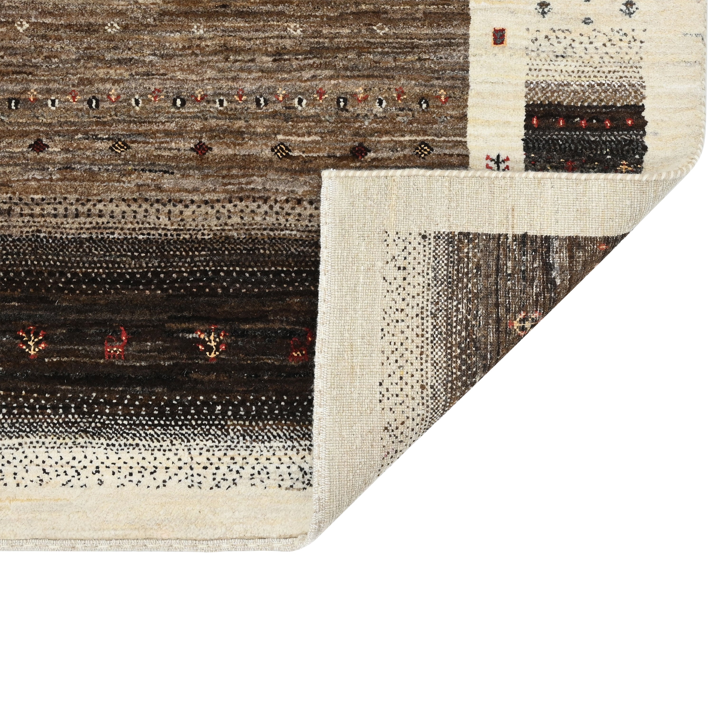 Handmade Brown Traditional Gabbeh Wool Rug 5'7