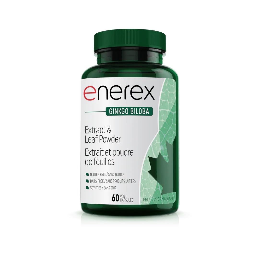 ENEREX Ginkgo Biloba Extract & Leaf Powder Supplement - 60 Capsules for Memory, Focus & Brain Health - Supports Cognitive Function & Circulation - Perfect for Students, Professionals & Seniors