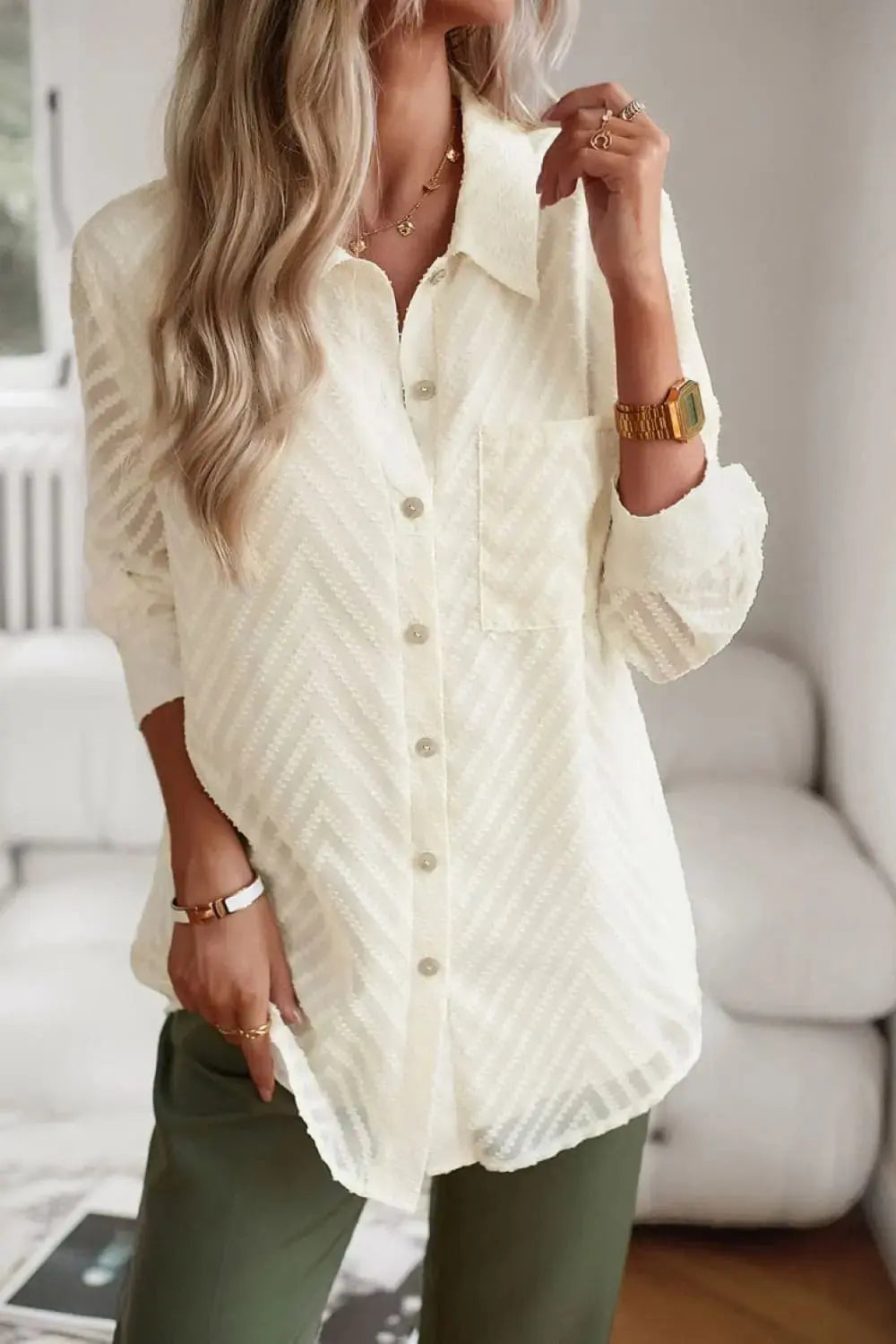 Men's Casual Long Sleeve Button Down Shirt with Collar & Chest Pocket - Perfect for Office, Business, and Outdoor Activities