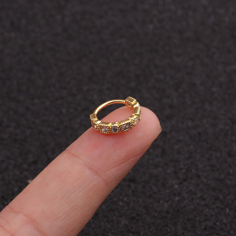 18K Gold Plated CZ Small Hoop Nose Rings & Earrings Set - Hypoallergenic Cubic Zirconia Jewelry for Women | Perfect for Everyday Wear, Parties and Gifts