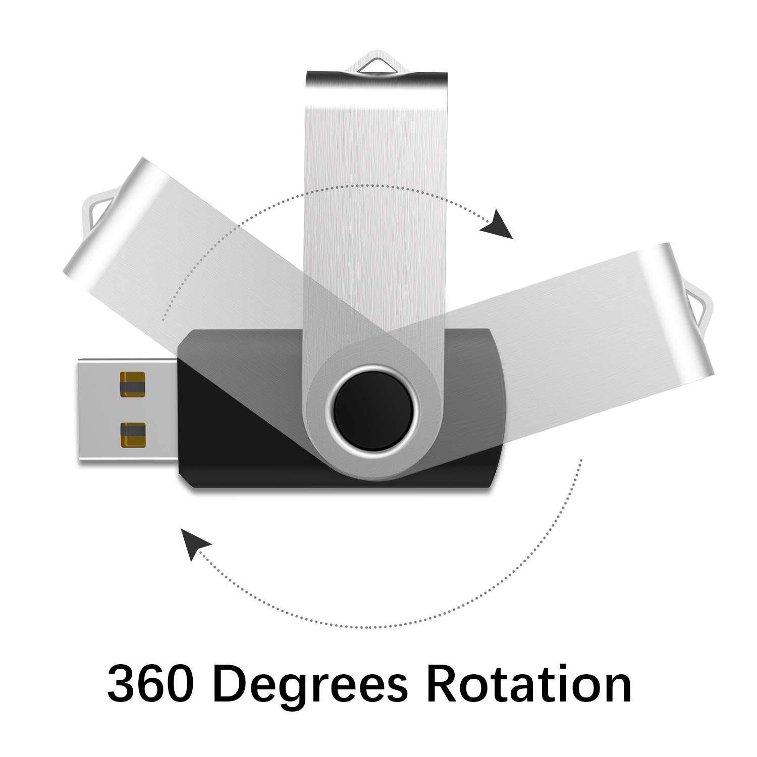 RAOYI 50 Pack 128MB USB 2.0 Flash Drives - Swivel Metal Cap Thumb Drive with LED Indicator, Black | Bulk USB Memory Sticks for Data Storage, File Transfer, Office & School Use