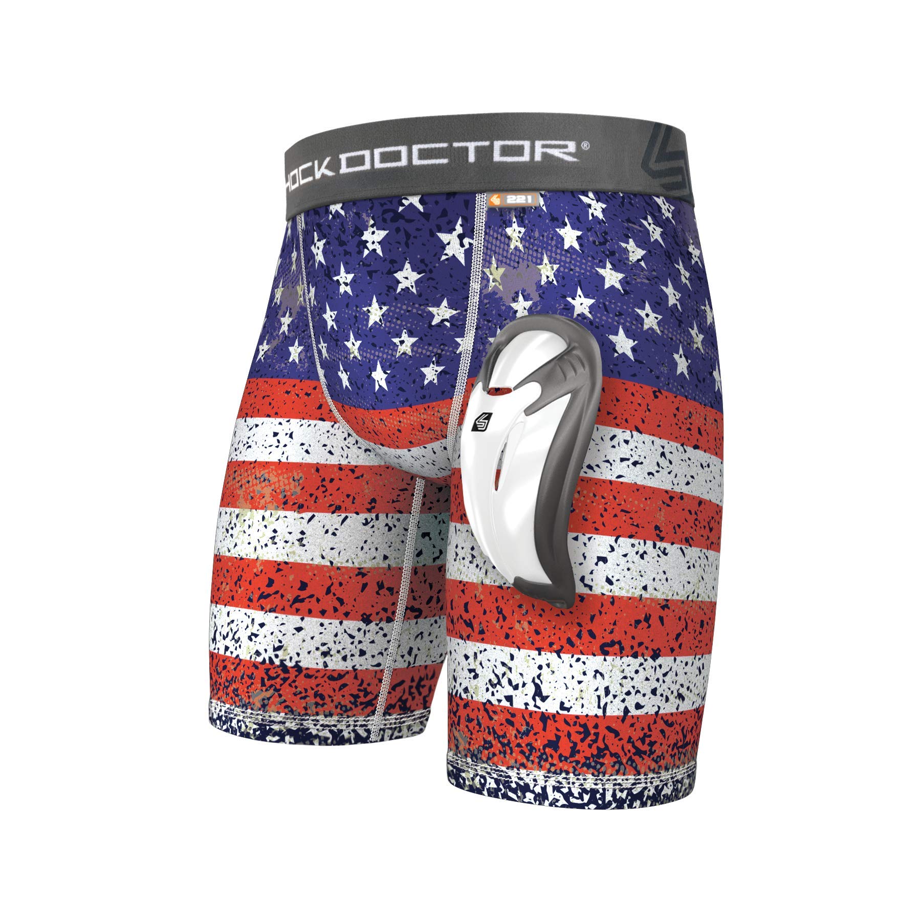 Shock Doctor Boys 221 Compression Shorts for Youth - Moisture Wicking & Supportive Athletic Underwear for Baseball, Football, Soccer & Training