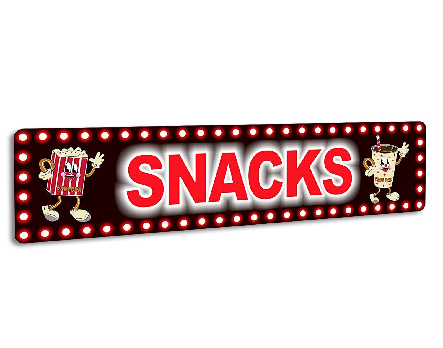 Vintage Movie Theater Snacks Sign - Aluminum Wall Decor for Home Cinema, Movie Night & Theater Room - Perfect for Popcorn Stand, Concession Area & Man Cave Decor