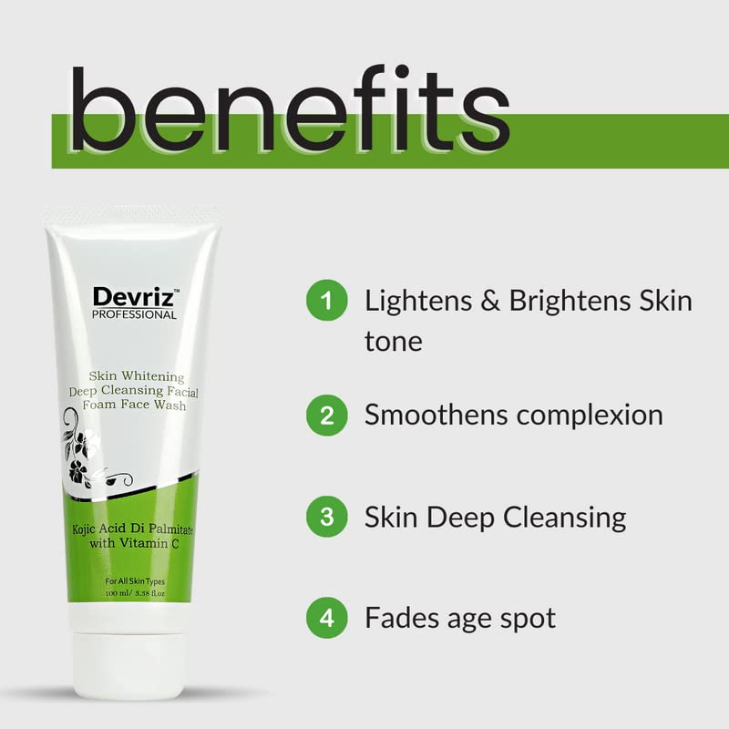 Devriz Deep Cleansing Face Wash for Acne-Free & Bright Skin - Oil Control for Oily, Dry & Combination Skin - Daily Facial Cleanser for Clear & Glowing Complexion - Perfect for Morning & Night Skincare Routine