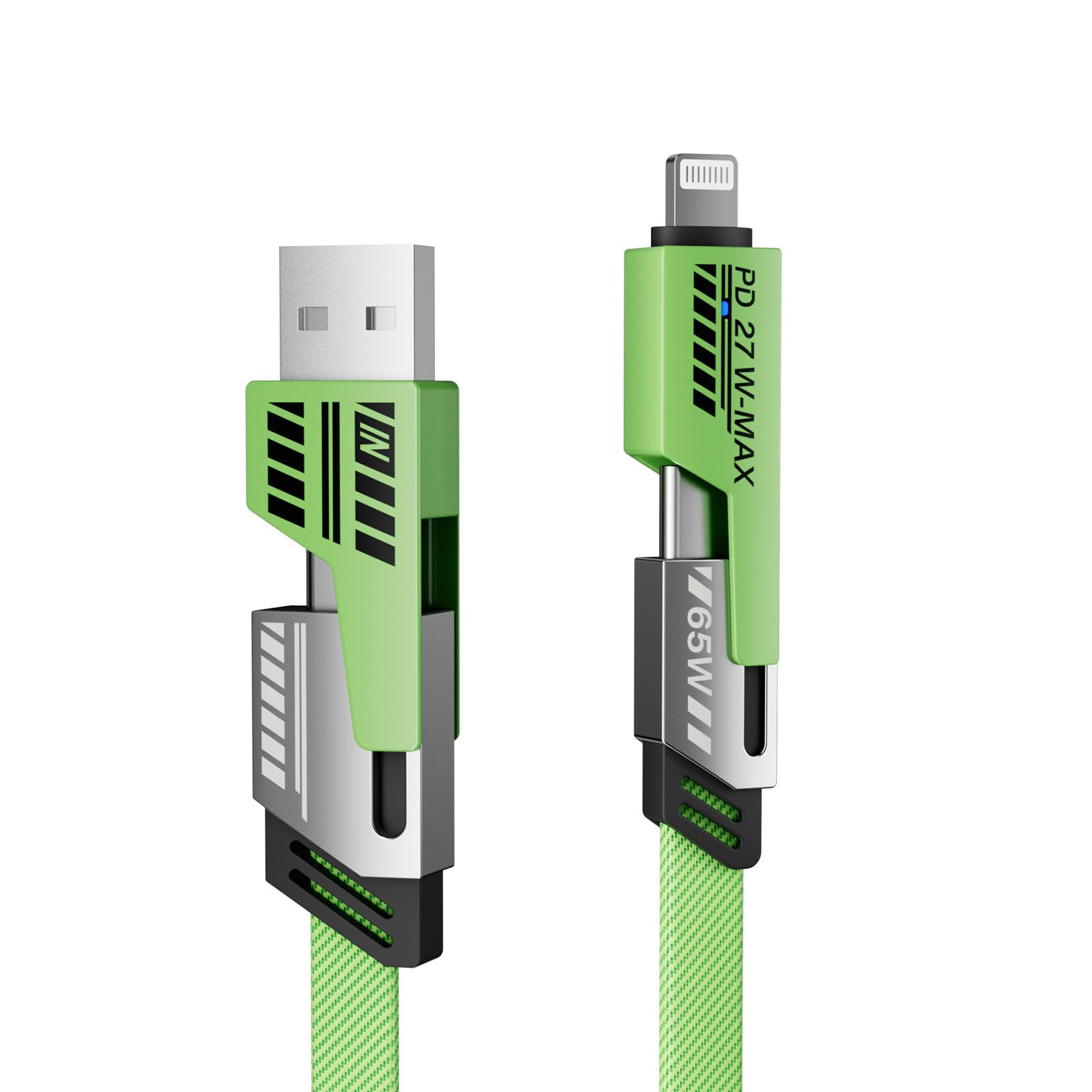 4-in-1 Fast Charging Cable with USB A/USB C to Type C - 65W PD & 27W Quick Charge - 5ft Multi Charger for iPhone 15/14/13, Samsung Galaxy, Android Phones - Perfect for Travel, Home, Office & Car Charging