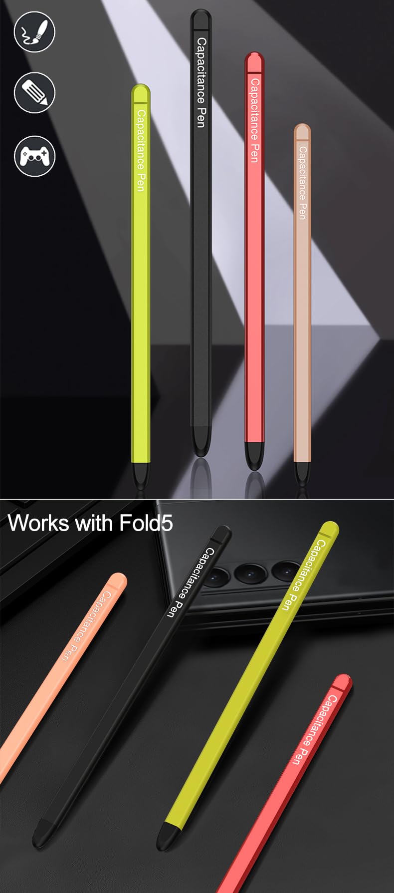 Original S Pen Replacement for Samsung Galaxy Z Fold5 - Slim Stylus Pen Compatible with Z Fold 5 & Fold Edition | Universal Input Pen for Note Taking, Drawing & Precise Navigation (Black) - Perfect for Business, Art & Everyday Smartphone Use