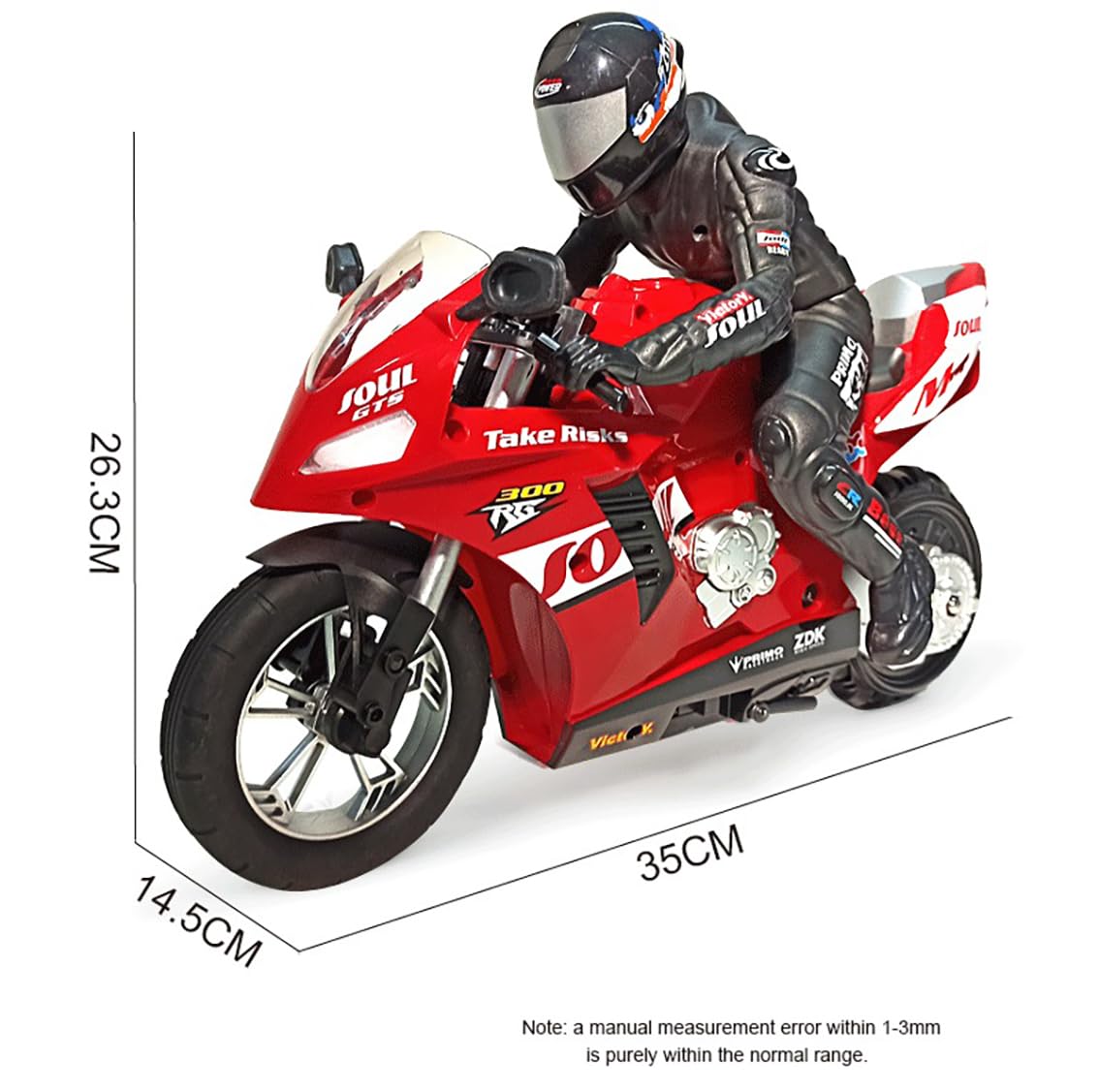 1/6 Scale Remote Control Motorcycle - 2.4G Self-Balancing Stunt Bike with 360° Rotating LED Light | RC Toy for Kids & Adults | Perfect Gift for Birthday, Christmas | Outdoor & Indoor Play (Blue)