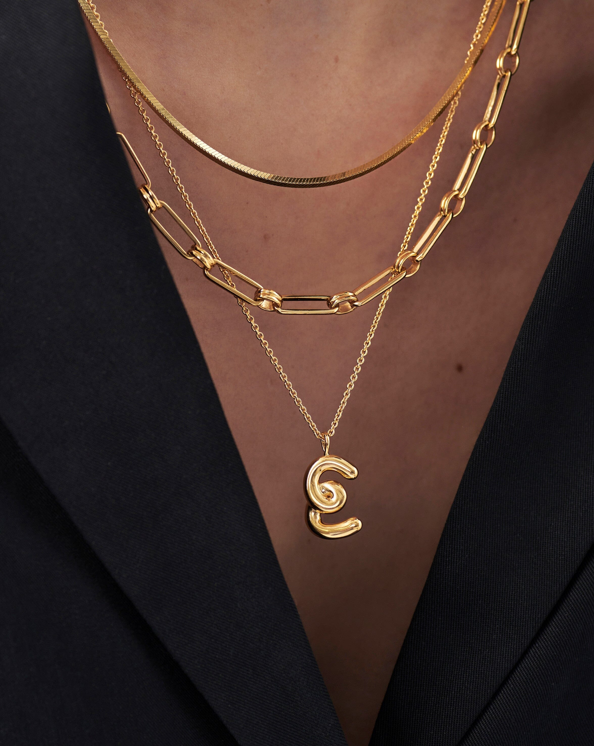 Personalized Curly Molten Initial Pendant Necklace - 18K Gold Vermeil Custom Name Jewelry for Women | Elegant Gift for Birthday, Anniversary & Valentine's Day | Perfect for Layering & Everyday Wear