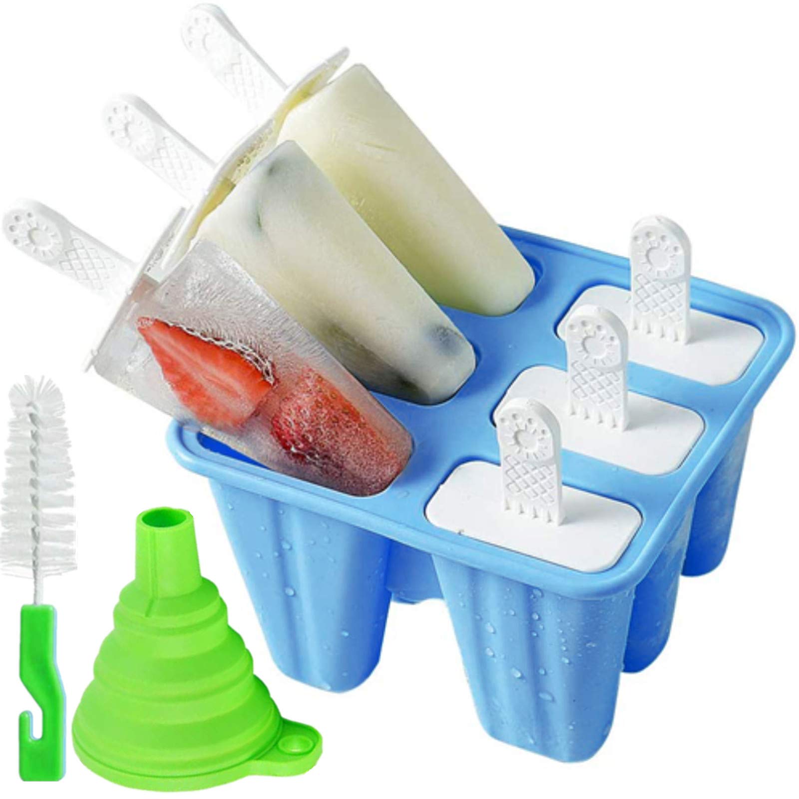 **6-Piece Silicone Popsicle Molds - Reusable & Easy Release Ice Pop Maker for Homemade Treats (Dark Blue) - Perfect for Summer Snacks, Kids' Parties & Healthy Desserts**