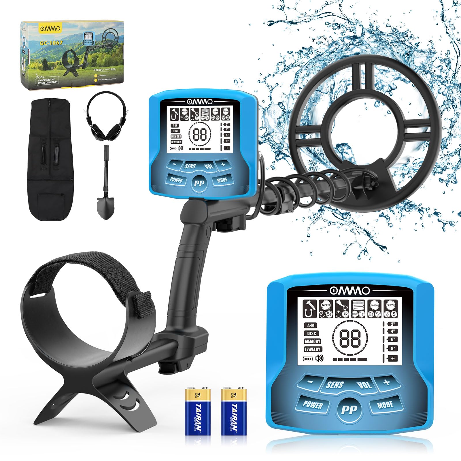 OMMO Professional Metal Detector for Adults - Adjustable Stem, 5 Detection Modes, High Accuracy Gold Detector with IP68 Waterproof Coil - Perfect for Treasure Hunting, Beach Metal Detecting & Outdoor Adventures