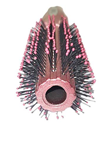 Round Plastic Hairbrush Set - Pink & Brown Detangling Brush for Smooth & Shiny Hair - Perfect for Daily Grooming, Travel & Salon Use