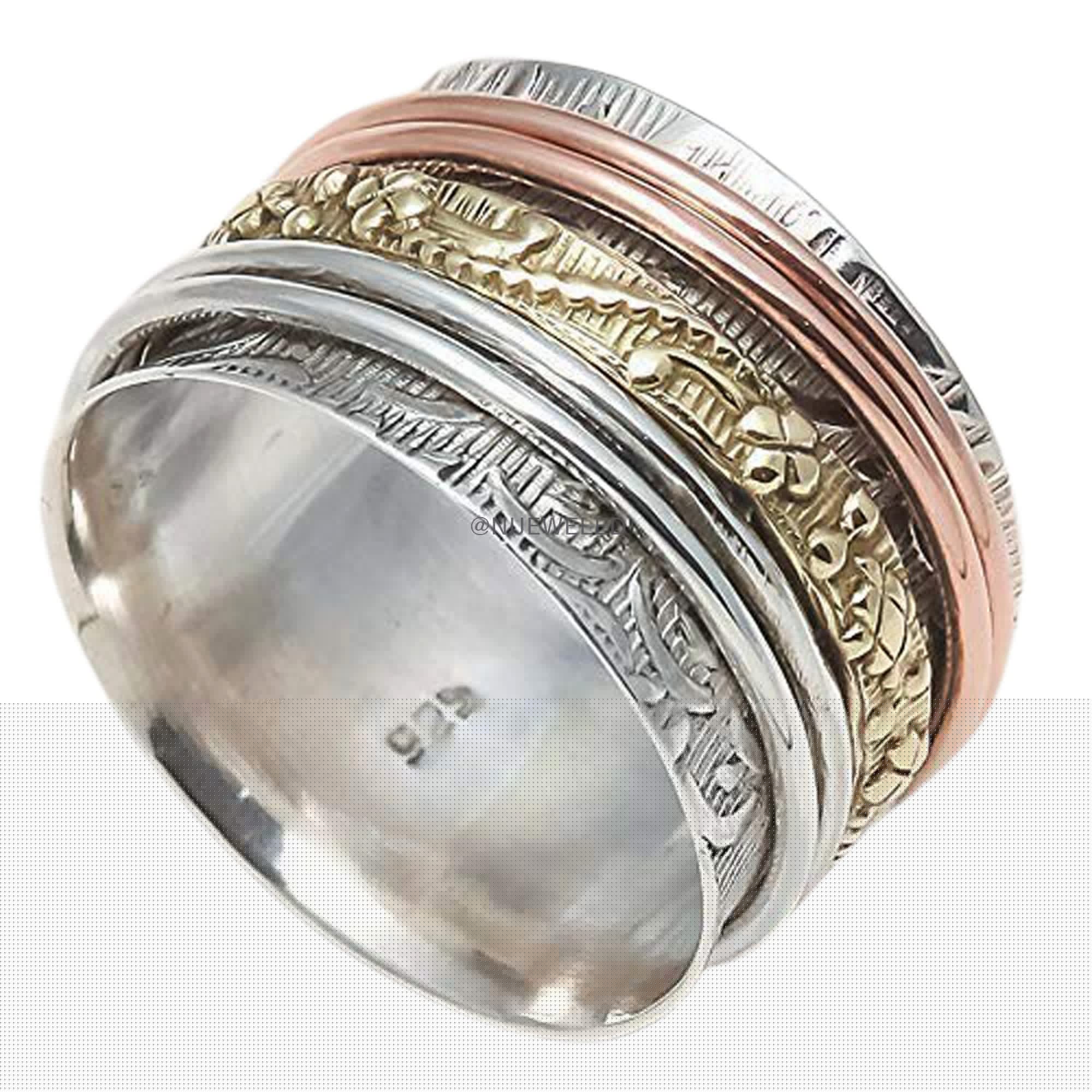 Fusion Band Spinner Ring for Men - Sterling Silver Anxiety & Worry Relief Ring - Perfect Meditation, Stress Relief & Christmas Gift - Ideal for Daily Wear, Relaxation & Mindfulness