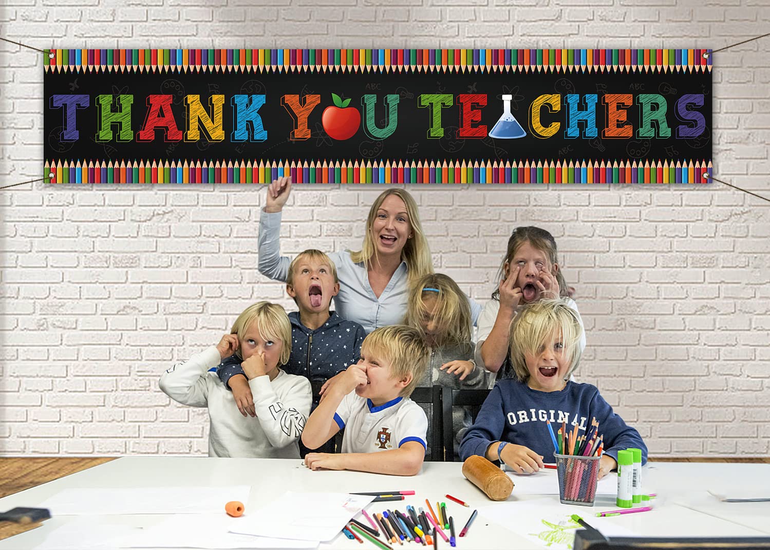 Teachers Appreciation Banner - Photo Booth Backdrop for Classroom & Outdoor Decor