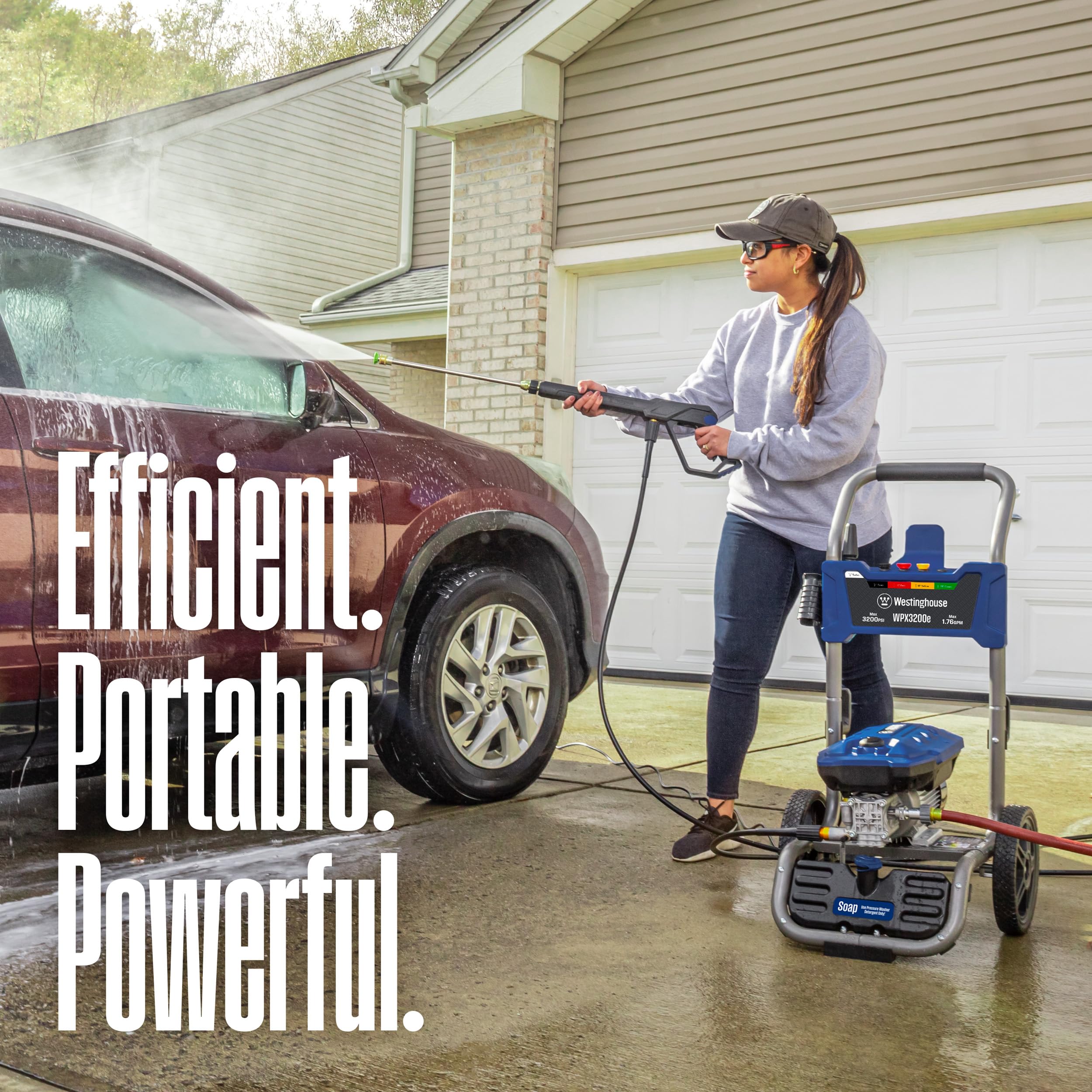 Westinghouse WPX3200e 3200 PSI Electric Pressure Washer with 1.76 GPM, Induction Motor & Onboard Soap Tank - Includes Spray Gun, Wand & 5 Nozzle Set - Perfect for Cleaning Cars, Fences, Driveways, Homes, Patios & Outdoor Furniture (Blue)