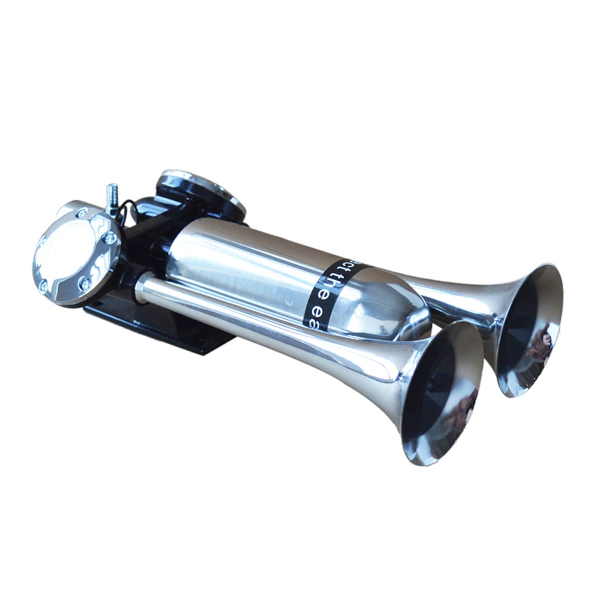 TECHTONGDA 126dB Loud Air Horn Kit for Trucks & Trains - Dual Trumpet Stainless Steel Air Tank (No Air Pump Included) - Perfect for Emergency Vehicles, Boats & Safety Alerts