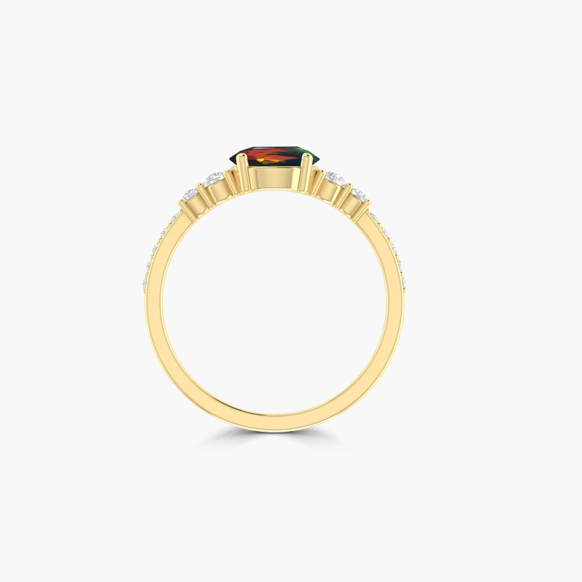 Elegant Black Fire Ethiopian Opal Wedding Ring for Women - Dainty Round Gemstone Engagement Band - Perfect for Bridal, Anniversary & Special Occasions