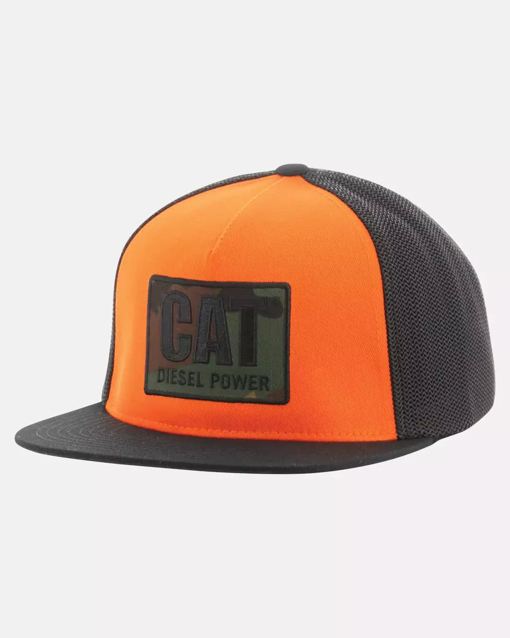 CAT Men's Diesel Power Flat Bill Cap - Adjustable Trucker Hat for Work & Outdoor Activities - Perfect for Construction, Hiking & Casual Wear