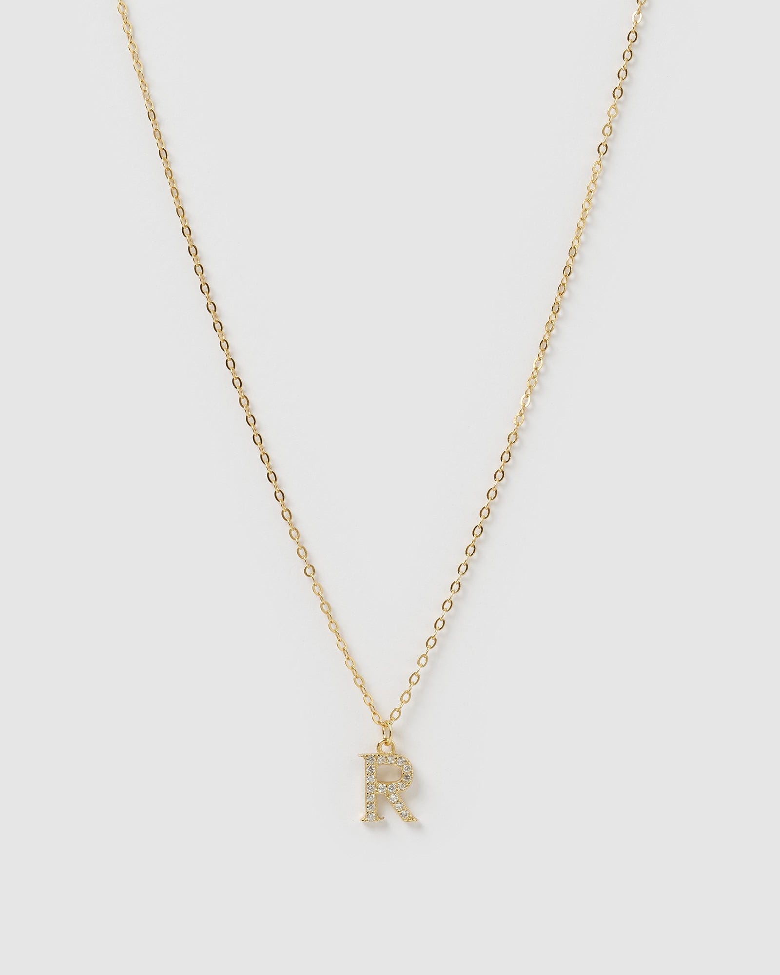 Izoa Crystal Letter R Necklace Gold - Personalized Initial Necklace for Women, Elegant Gift for Her, Perfect for Birthdays, Anniversaries & Everyday Wear