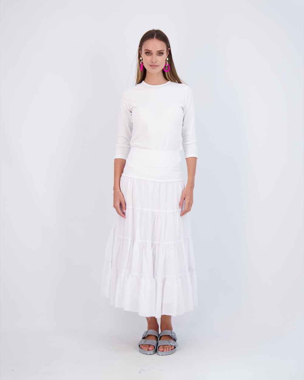 Women's Flowy Tiered Maxi Skirt - Lightweight Gauze Fabric for Summer, Beach, and Boho Fashion