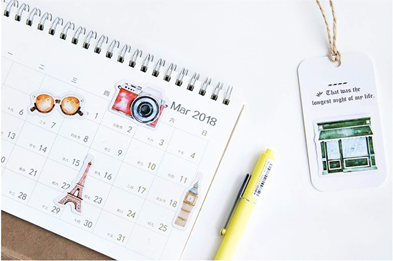 45pcs Mini Scrapbook Stickers Set - DIY Travel Decorative Stickers for Journals, Planners, Laptops, Notebooks & Suitcases (44mm) | Perfect for Bullet Journaling, Scrapbooking & Travel Memory Keeping