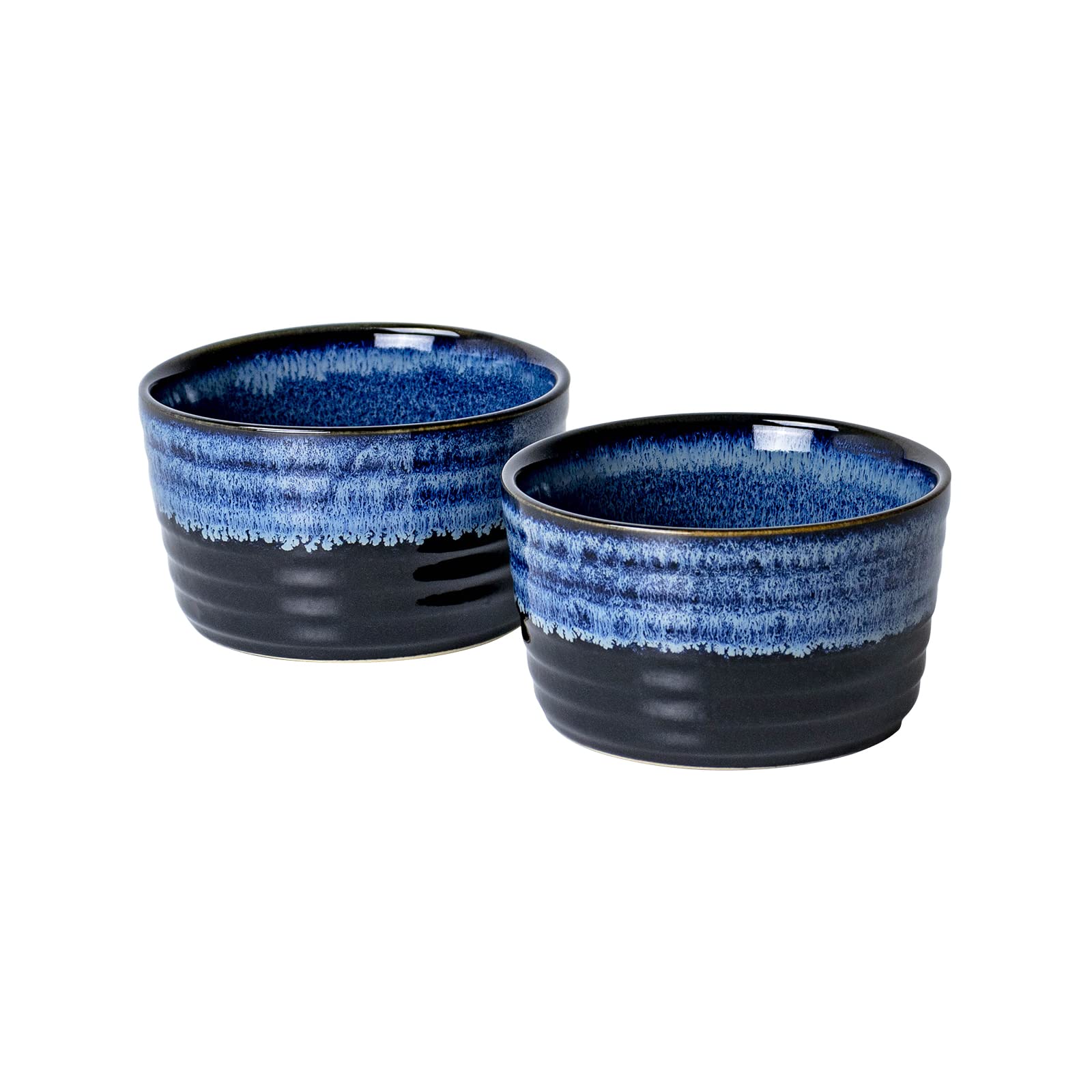 UNICASA 8 oz Ramekin Set of 2 - Oven Safe Creme Brulee Dishes for Baking, Custard, Pudding & Souffle - Reactive Blue Ceramic Ramekins - Perfect for Desserts, Appetizers & Small Portion Serving