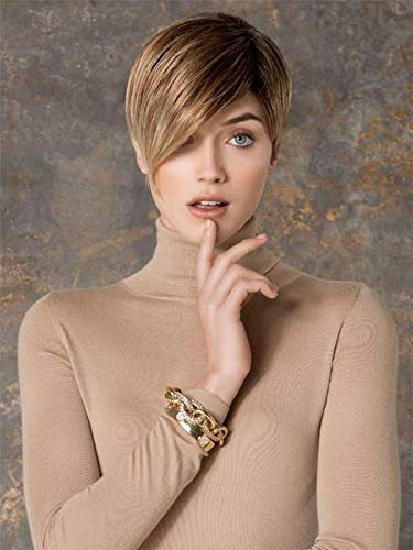 Ellen Wille Short Asymmetrical Boy Cut Synthetic Wig - Soft Tapered Neckline & Angled Fringe with Left Monofilament Part (Black) | Comfortable & Stylish Hair Solution for Hair Loss, Daily Wear & Special Occasions