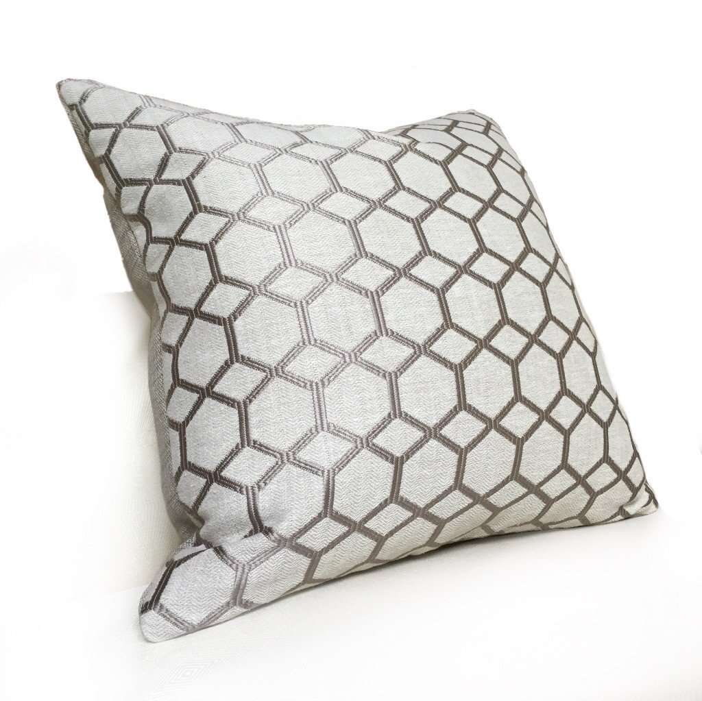 Brooke Gray Geometric Interlocked Hexagons Pillow Cover - Modern Home Decor for Living Room, Bedroom & Sofa