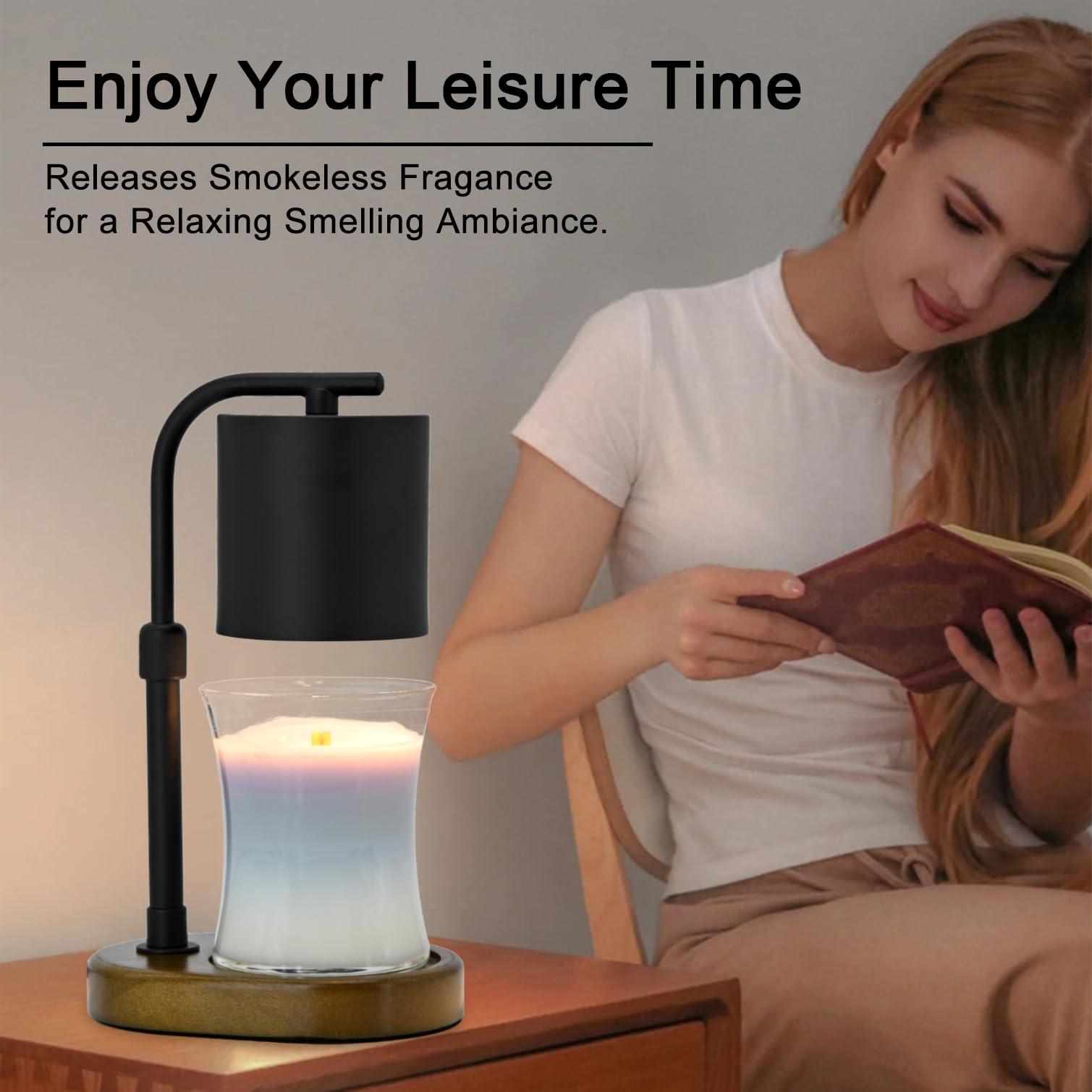 Adjustable Black Candle Warmer Lamp with Timer - Perfect Birthday Gift for Women, Housewarming Present for New Home - Ideal for Jar Candles (Includes 2 Bulbs) - Create Cozy Ambiance for Relaxation, Romantic Dinners & Spa Nights