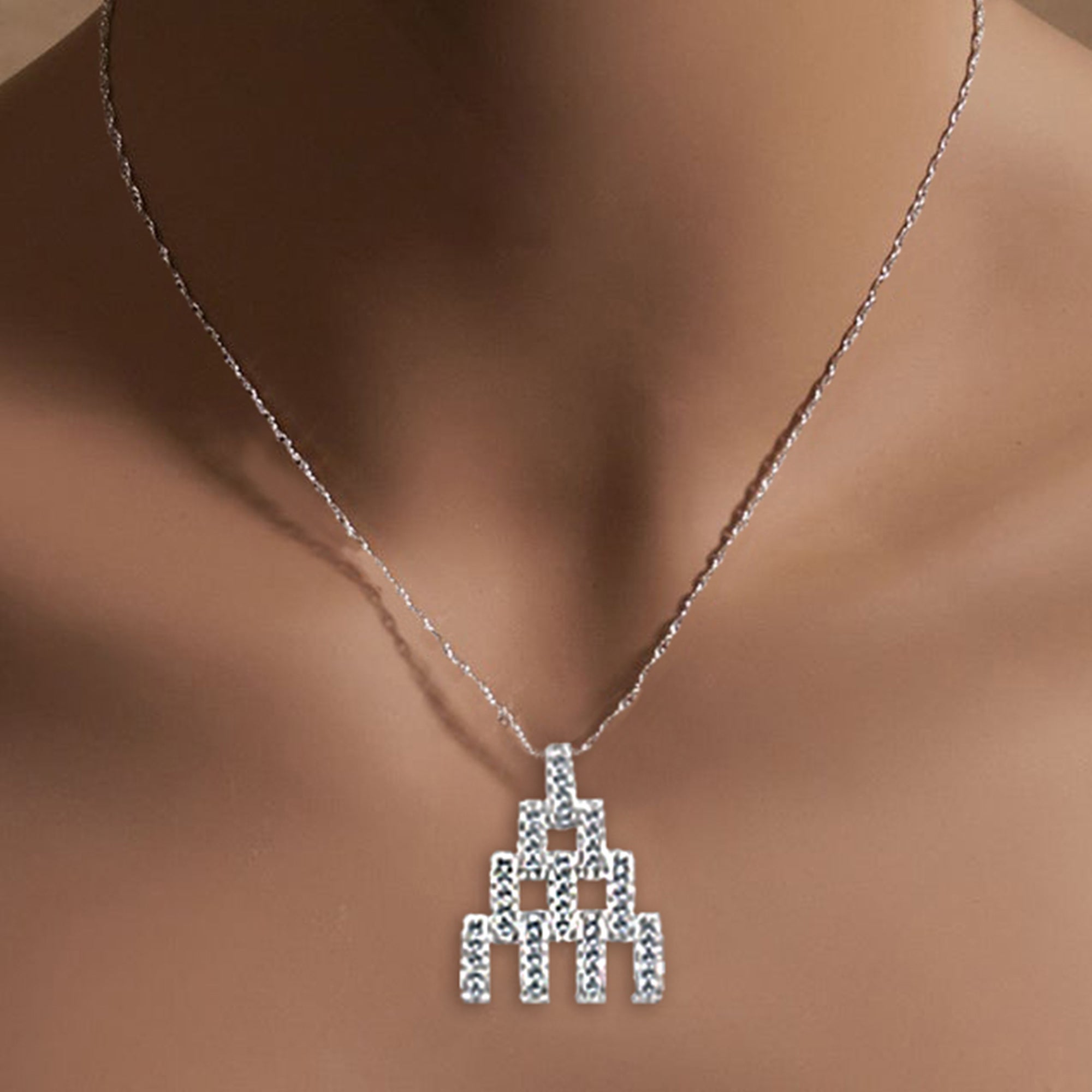 1.00cttw Pyramid Diamond Pendant in 14k White Gold or 14k Yellow Gold - Elegant Necklace for Women, Perfect for Anniversary, Birthday & Special Occasion Gifts