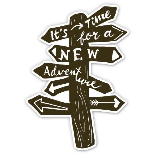AK Wall Art Vinyl Sticker - 'It's Time for a New Adventure' Trail Marker Decal for Cars, Phones, Helmets - Choose Your Size | Perfect for Outdoor Enthusiasts & Travel Lovers