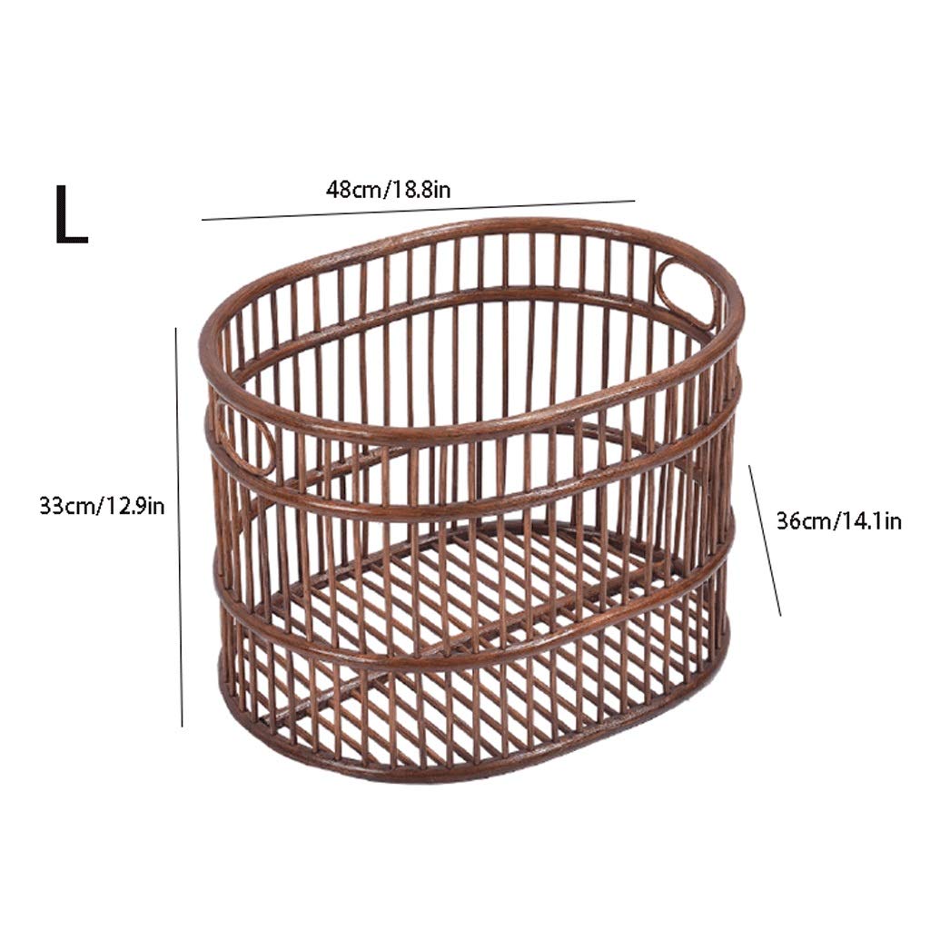 Large Woven Rattan Storage Basket with Handles - 14.1x18.8x12.9 Inches Multifunctional Organizer for Laundry, Blankets, Toys | Perfect for Bathroom, Bedroom, Kitchen & Home Office Storage Solutions