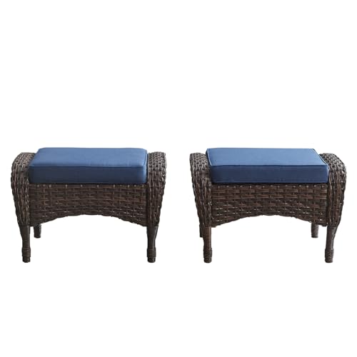 Brown Wicker / Blue Cushion