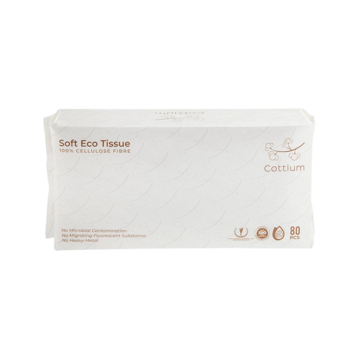 COTTIUM Soft Eco-Friendly Facial Tissues (80 Count) - Hypoallergenic & Gentle for Daily Use at Home, Office, or Travel