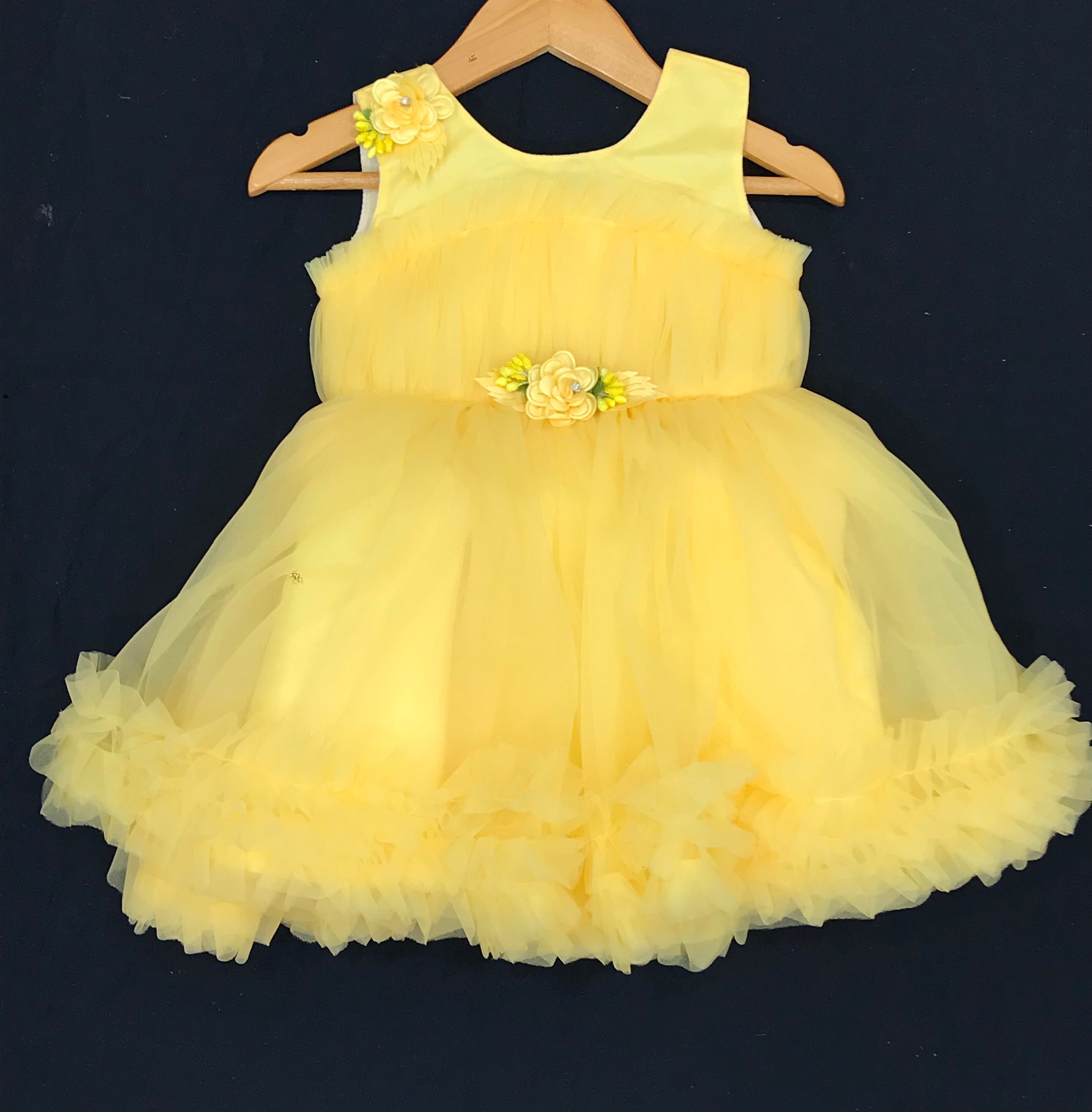 Stylish Yellow Net Frock for Kids - Perfect for Birthday Parties, Special Occasions & Photo Shoots