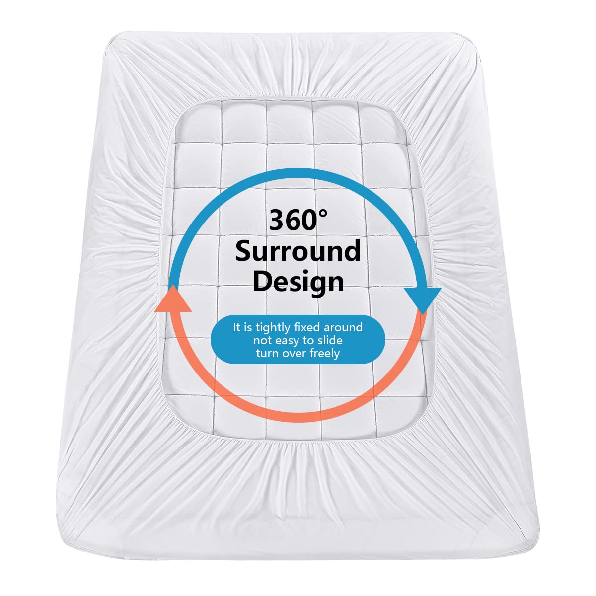 Cooling Twin Mattress Pad Cover - Stretches to 18