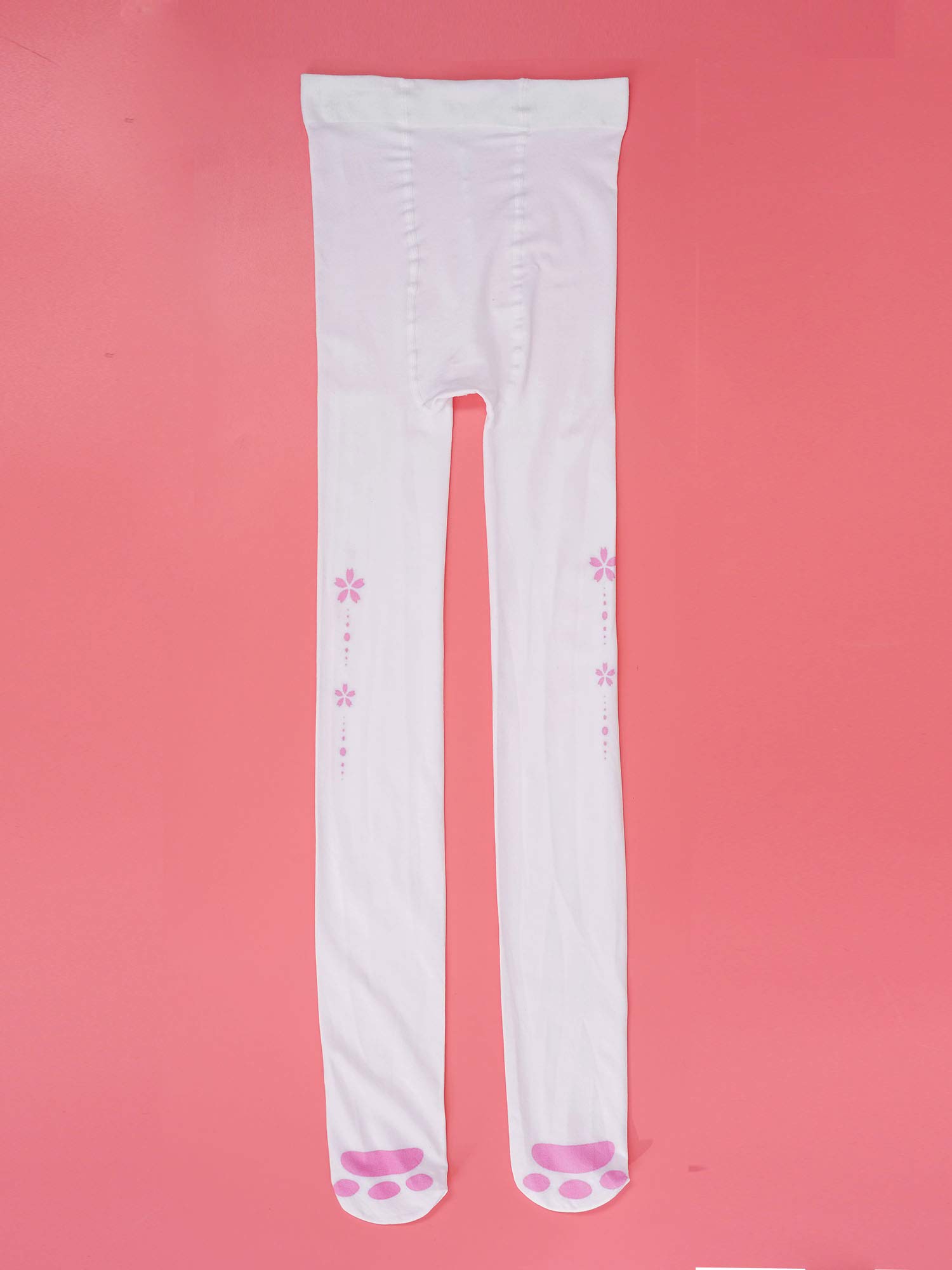 YiZYiF Women's Striped Knee High Socks with Cat Paw Print for Halloween Cosplay