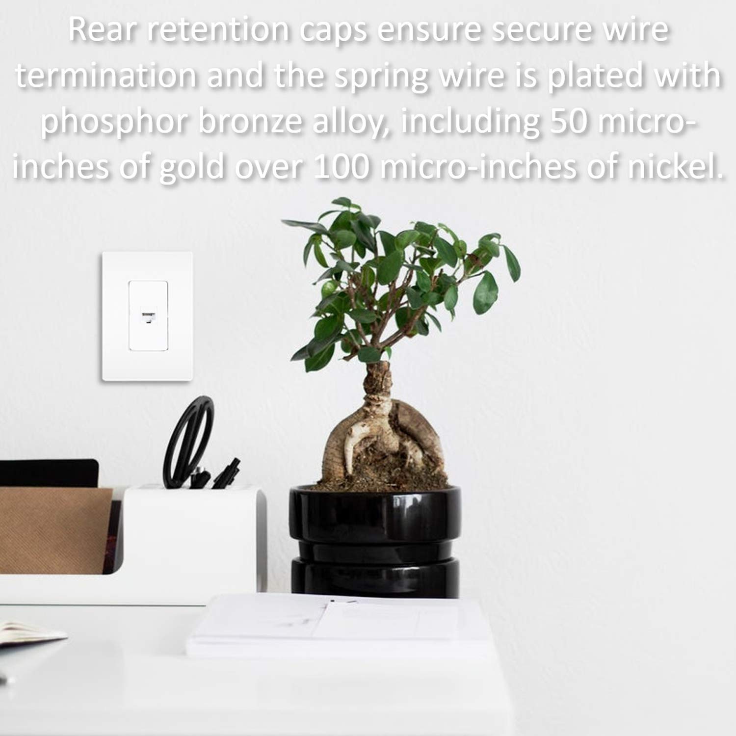 Legrand Keystone Jack - Cat6 Ethernet Network Port for Home Office & Home Theater - High-Speed Internet Connection for Workstations, Gaming & Streaming