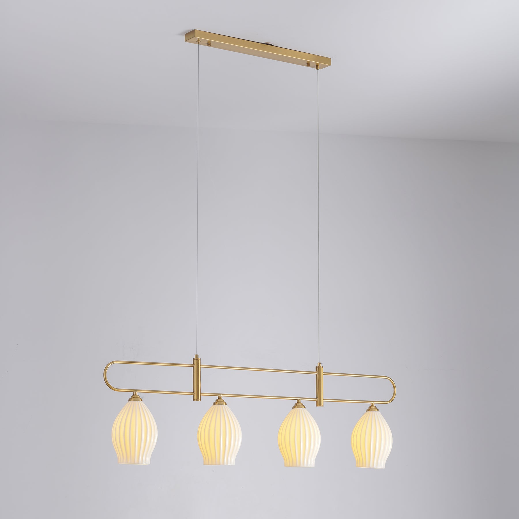 Modern Fin Pendant Light - Adjustable Hanging Ceiling Lamp for Kitchen Island, Dining Room & Bedroom | Industrial Style Lighting Fixture with Vintage Edison Bulbs